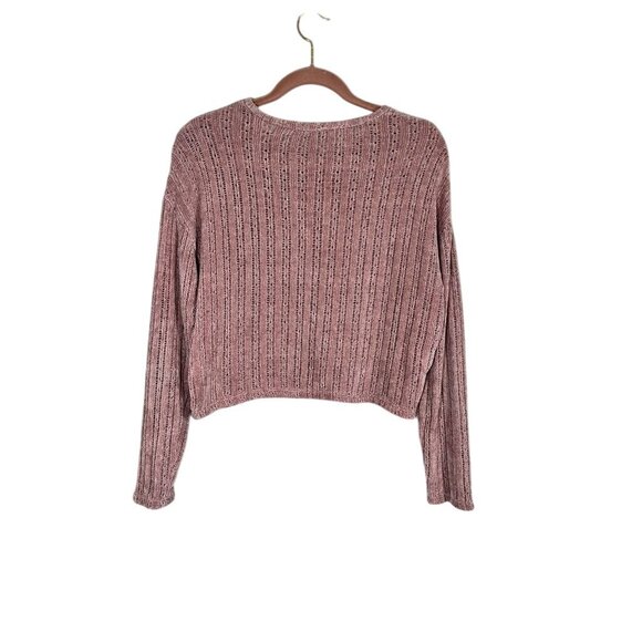 Retro Knit Sweater Pink S Cropped Y2K Preppy Chic Feminine Coquette Soft Cozy - Picture 6 of 7